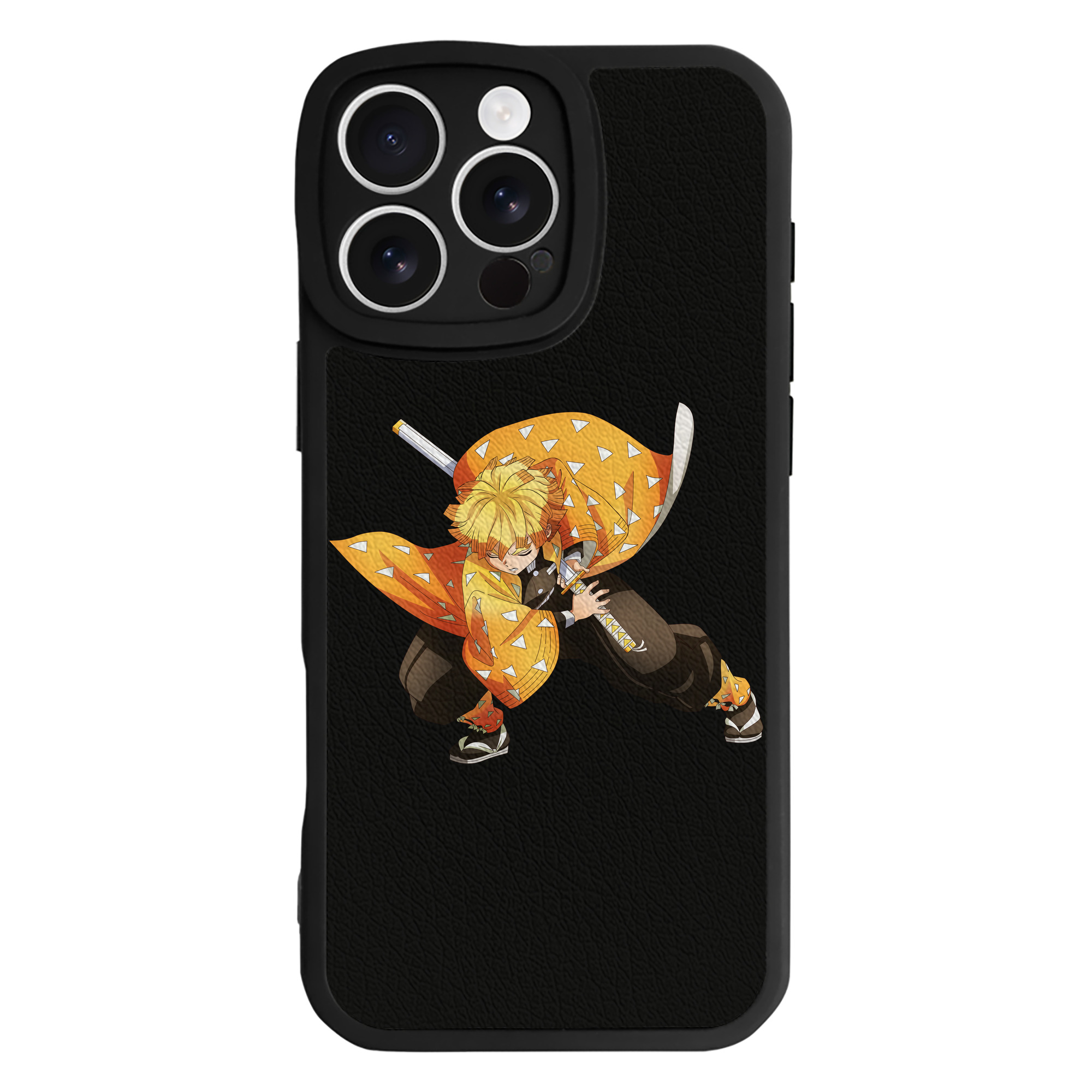 （画像用） 鬼滅の刃（きめつのやいば）我妻 善逸／あがつま ぜんいつ Agatsuma Zenitsu 【iPhone 16シリーズ対応】シリコンスマホケース（レザー調） 材質：シリコン